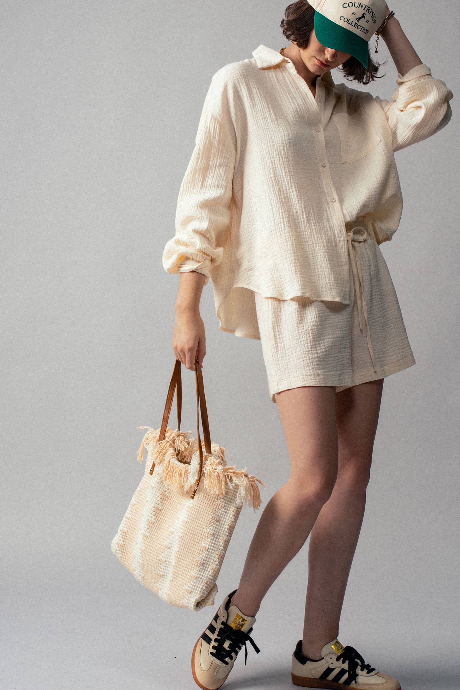 Crinkle Cotton Gauze Resort Button-Up Set
