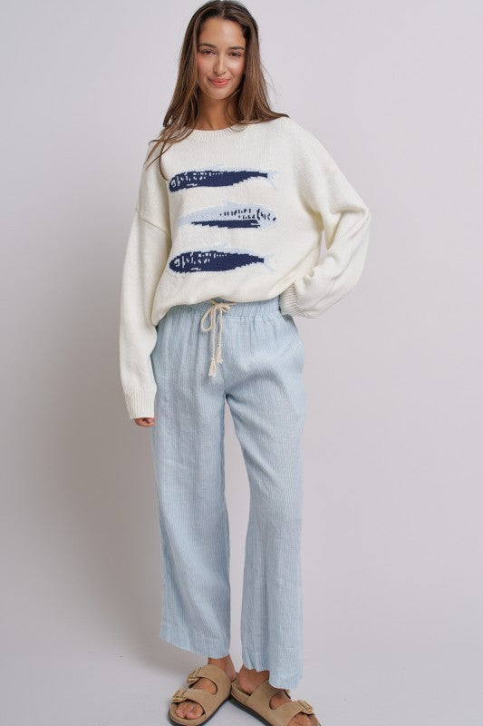 Seaside Sardine Oversized Summer Knit Sweater in IVORY - Women's Sweaters | Urban Daizy