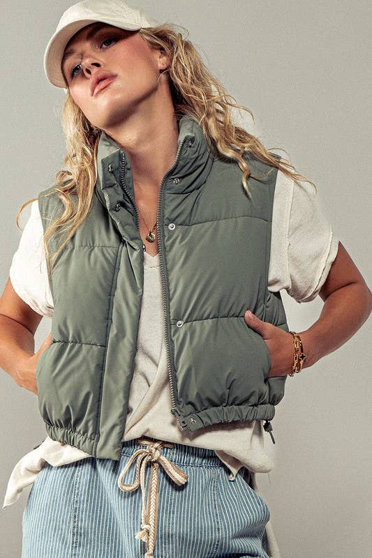 Urban Daizy Essential Puffer Down Vest with Adjustable Hem Black Outerwear Vest - Women's (UDZ-OT-00272) – alternate view 15