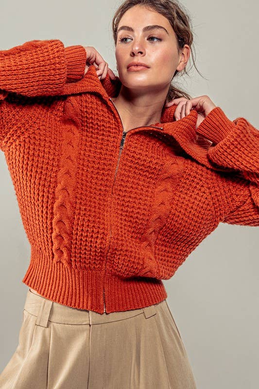 Urban Daizy Textured Cable Knit Sailor Jacket Beige-Buff Jacket - Women's (UDZ-OT-00317) – alternate view 16