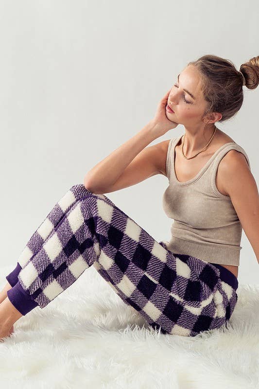 Urban Daizy Cozy Checkered Jogger Style Pajama Pants Ash-Blue Sleepwear Bottom - Women's (UDZ-PT-00127) – alternate view 12