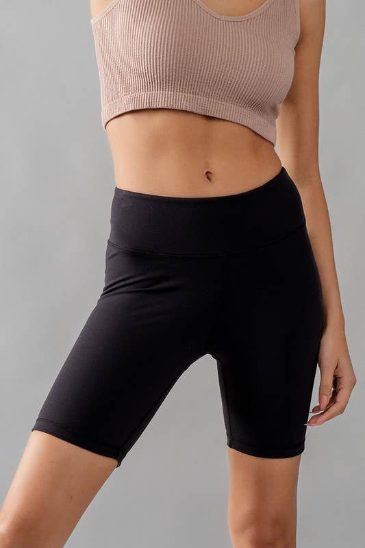 Urban Daizy High-Waisted Compression Bike Shorts Black Athletic Shorts - Women's (UDZ-PT-00163)