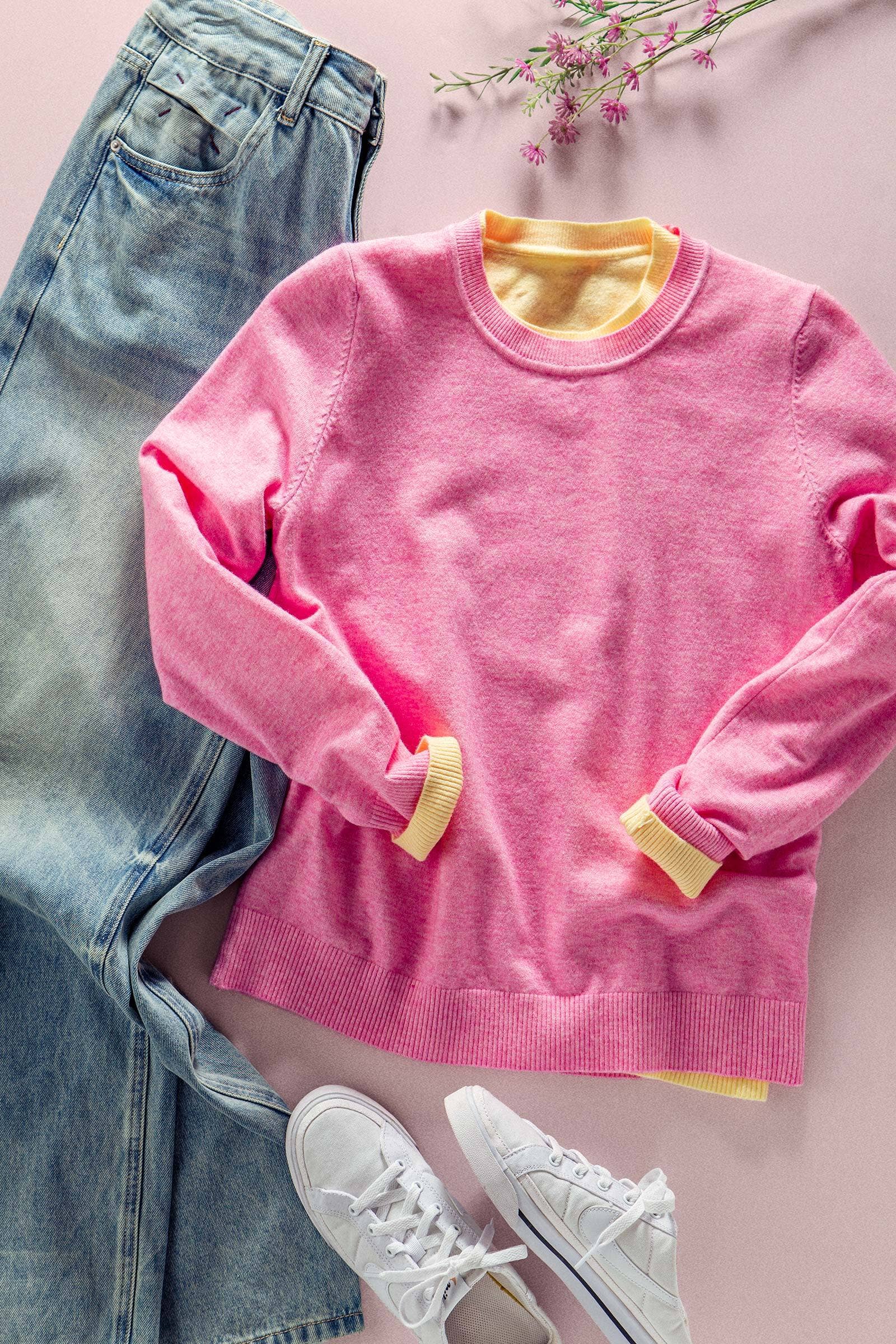 Soft Viscose Blend Crewneck Knit Pullover