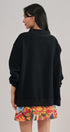 LOVED Varsity Patch Mock Neck Sweatshirt with Exposed Seams in BLACK - Women's Sweatshirts & Hoodies | Urban Daizy