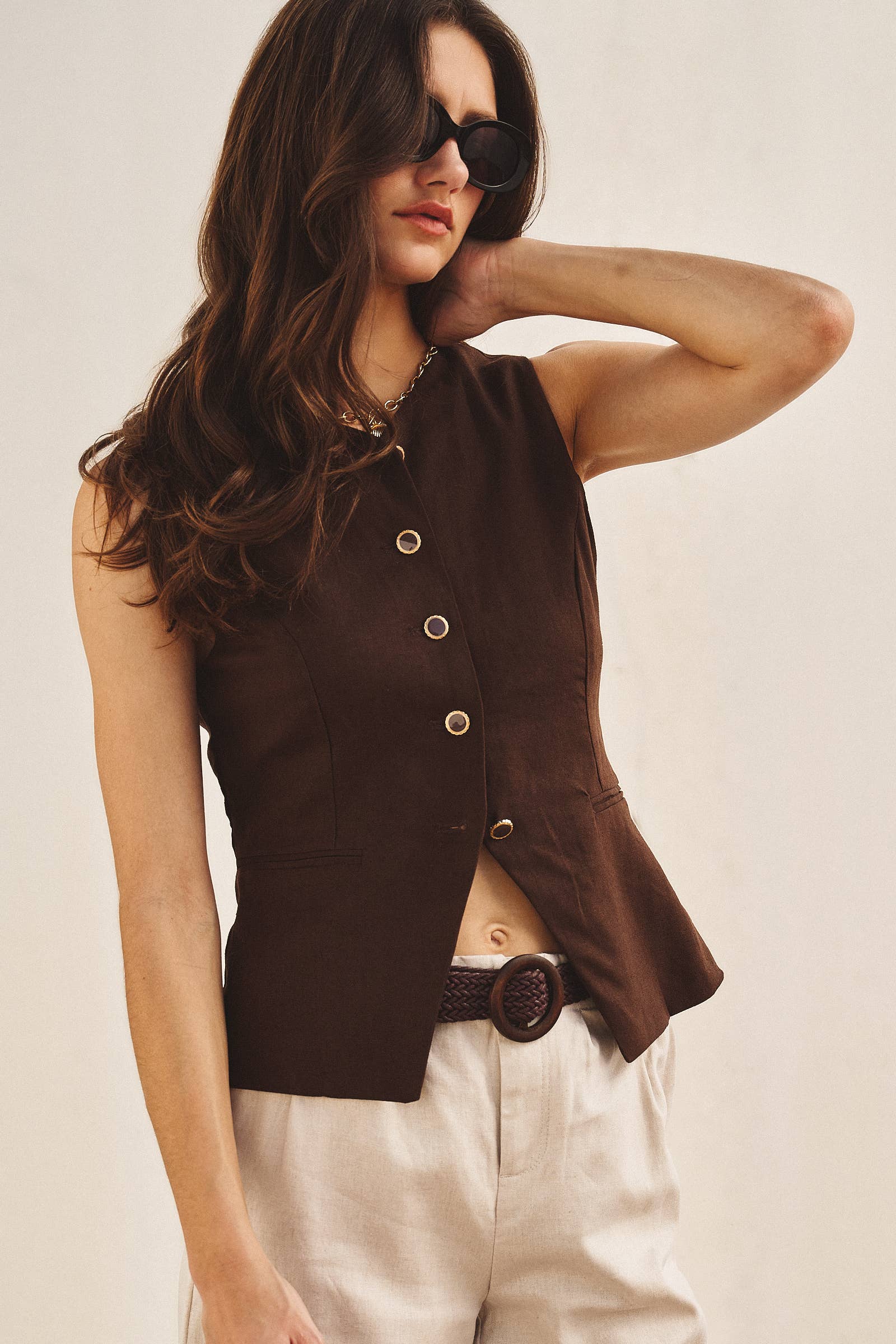 Tailored Linen Blend Waistcoat Vest