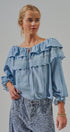 Lace Trim Ruffle Tie Neck Spring Blouse Top