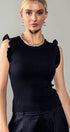 Urban Daizy Flutter Sleeve Ribbed Crew Neck Ruffle Tank Top Black Tank Top - Women's (UDZ-TP-00586) – alternate view 24