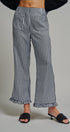 Gingham Ruffle Hem Cropped Wide Leg Pants in Brown in BLACK - Women's Casual Pants | Urban Daizy