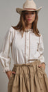 Embroidered Ruffle Neck Cotton Blouse