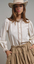 Embroidered Ruffle Neck Cotton Blouse