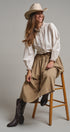 Embroidered Ruffle Neck Cotton Blouse