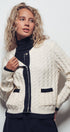 Urban Daizy Cable Knit Snap Front Ribbed Trim Long Sleeve Sweater Ivory Cardigan - Women's (UDZ-KN-00628) – alternate view 3