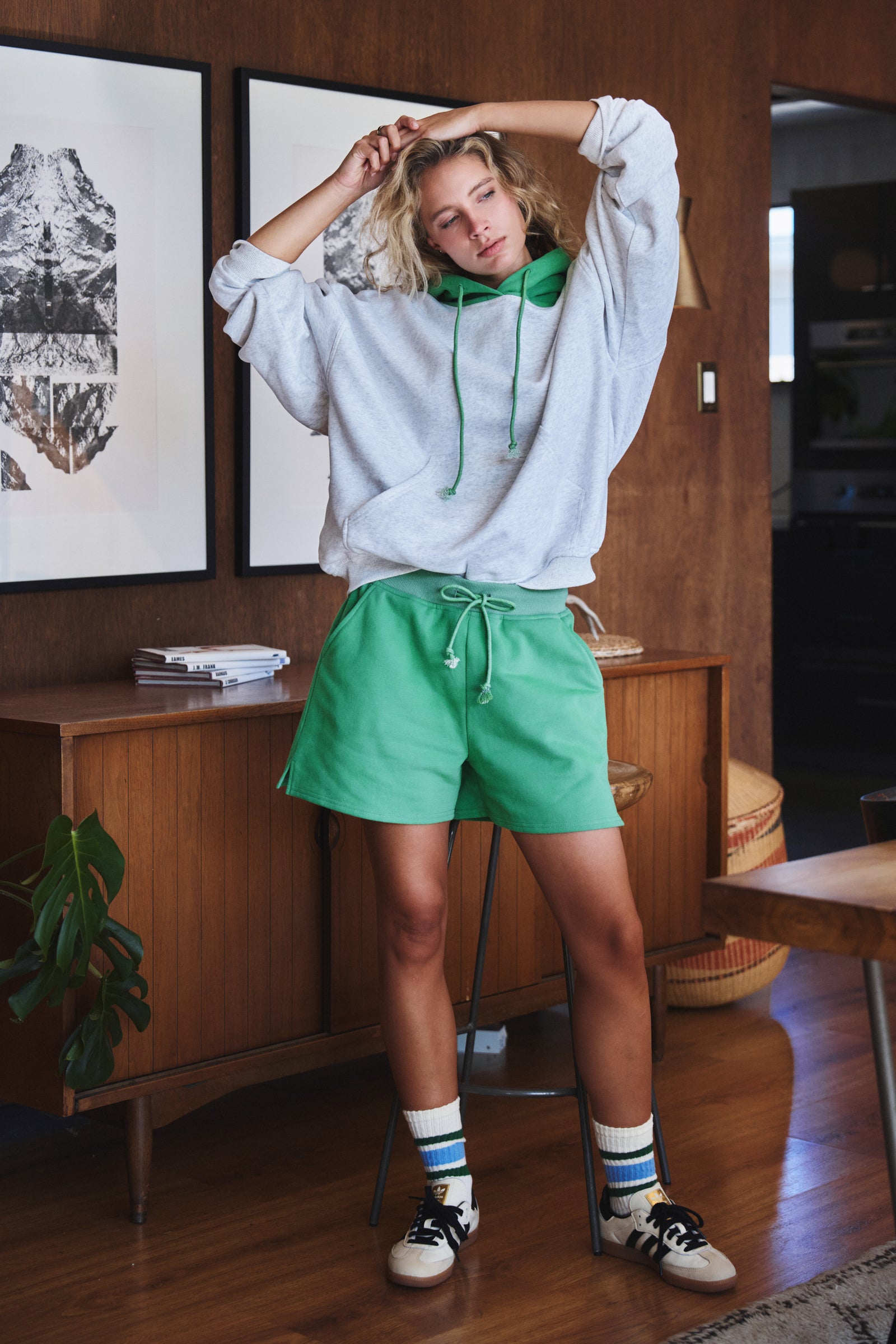 Contrast Hood Colorblock Pullover Hoodie