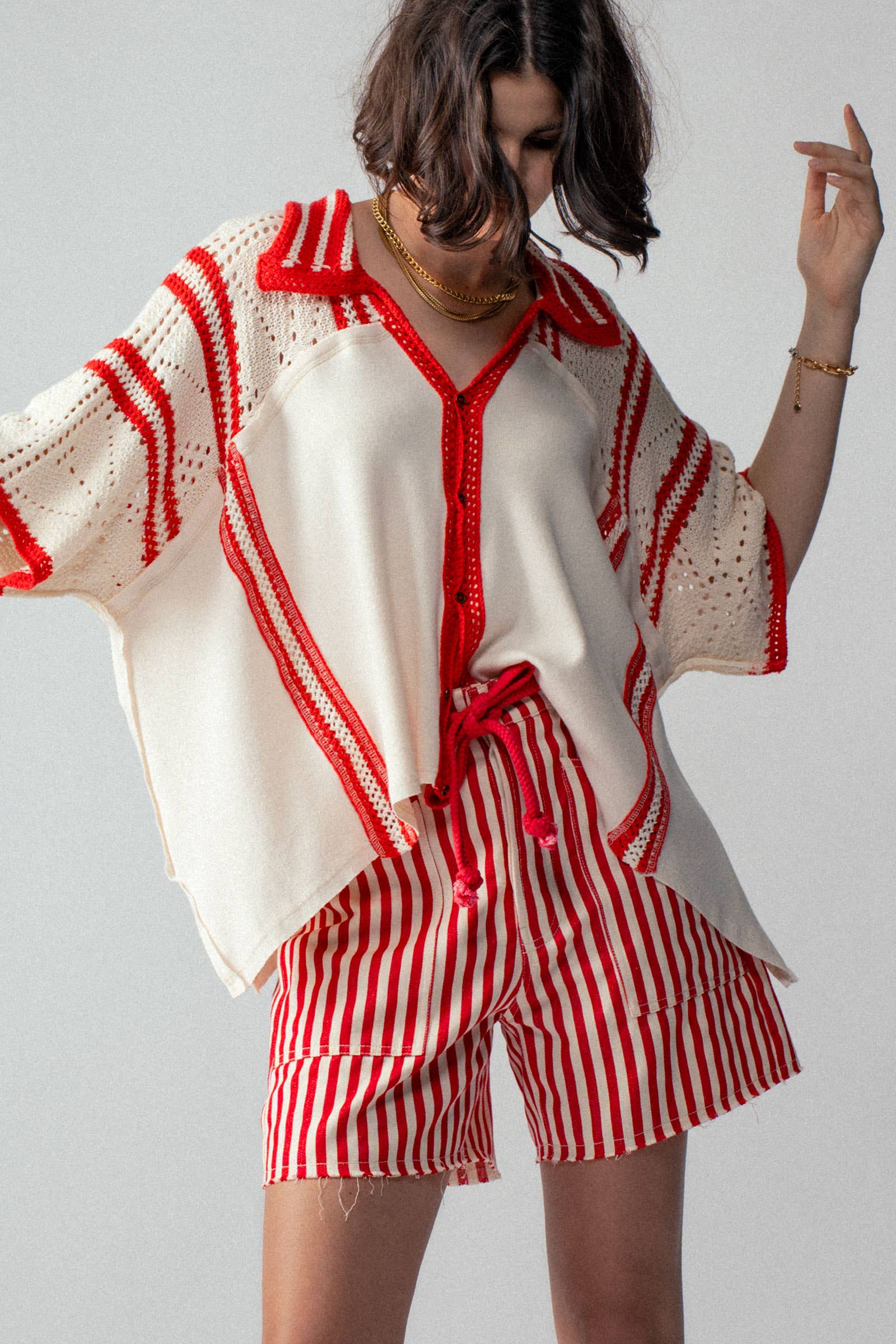 Urban Daizy Striped High-Rise Denim Shorts Blue Shorts - Women's (UDZ-DR-00389) – alternate view 4