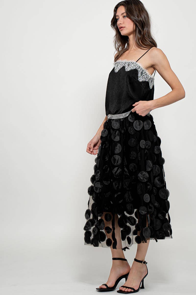 Urban Daizy Polka Dot Tulle Midi Skirt with Elastic Waist Black Skirt - Women's (UDZ-SK-00104) – alternate view 19