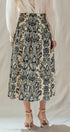 Urban Daizy Botanical Print Cotton Midi Skirt with Pockets Ivory-Black Skirt - Women's (UDSK0102) – alternate view 5