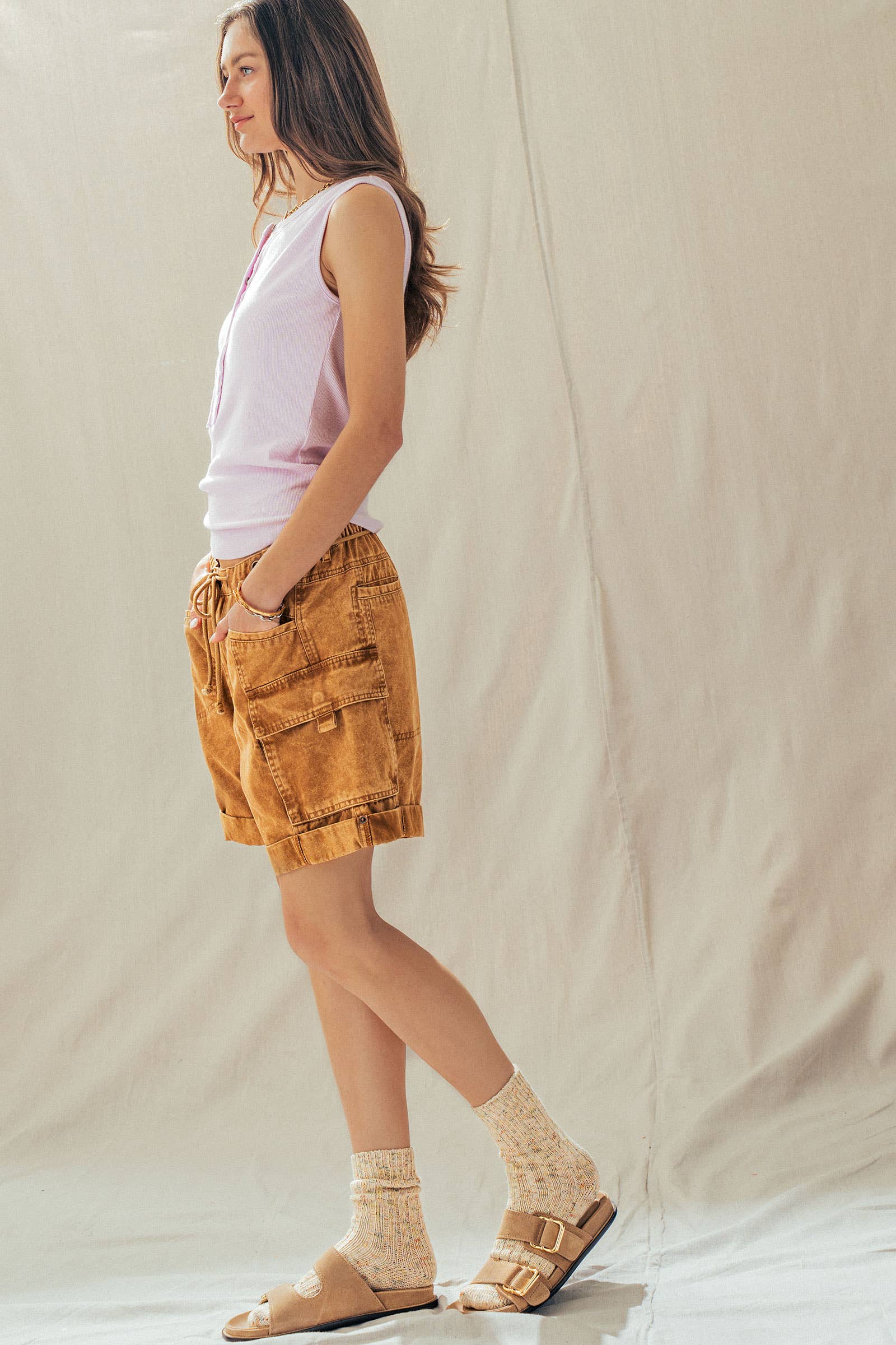 Raw Edge Ribbed Henley Tank