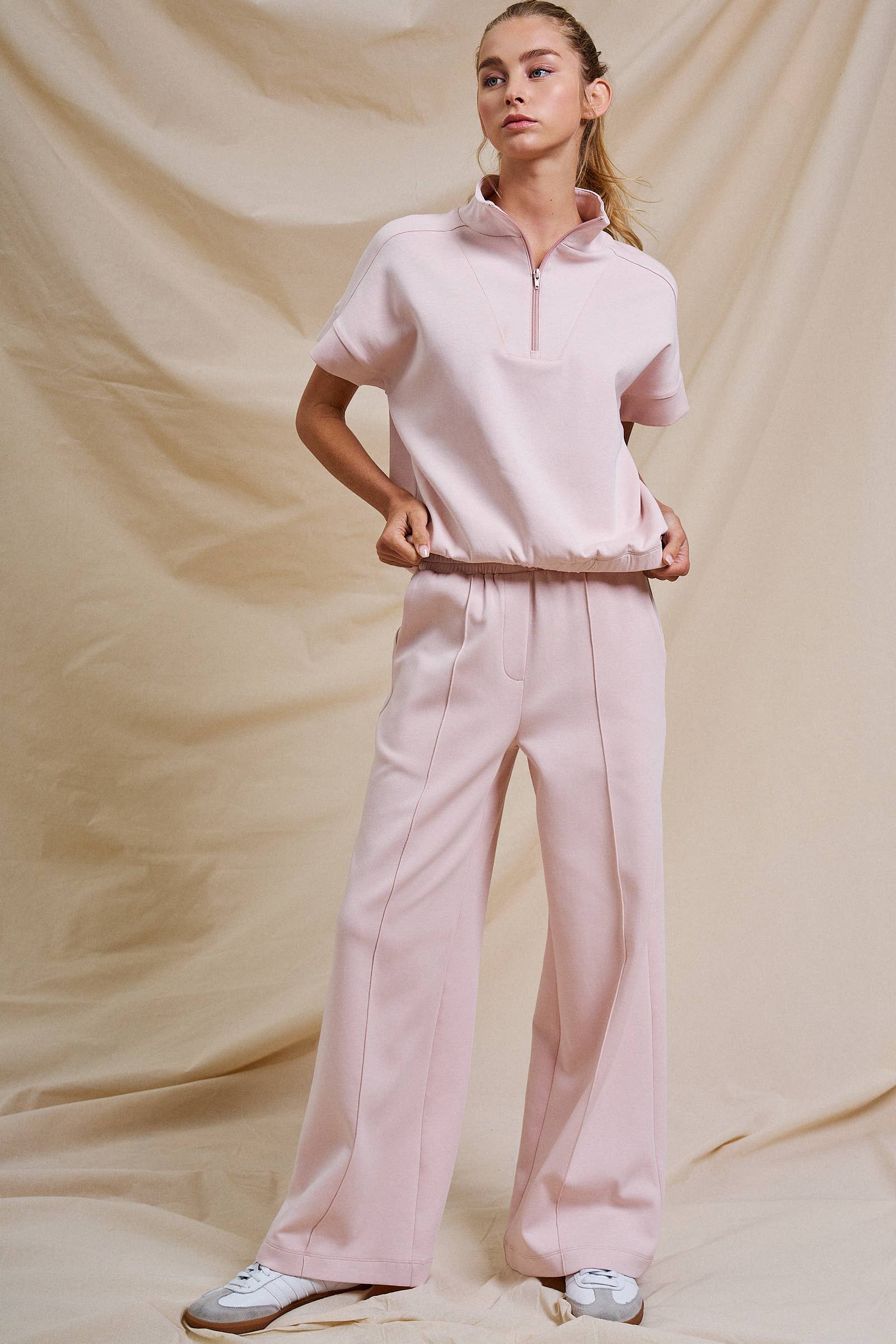Half-Zip Short Sleeve Pullover Top