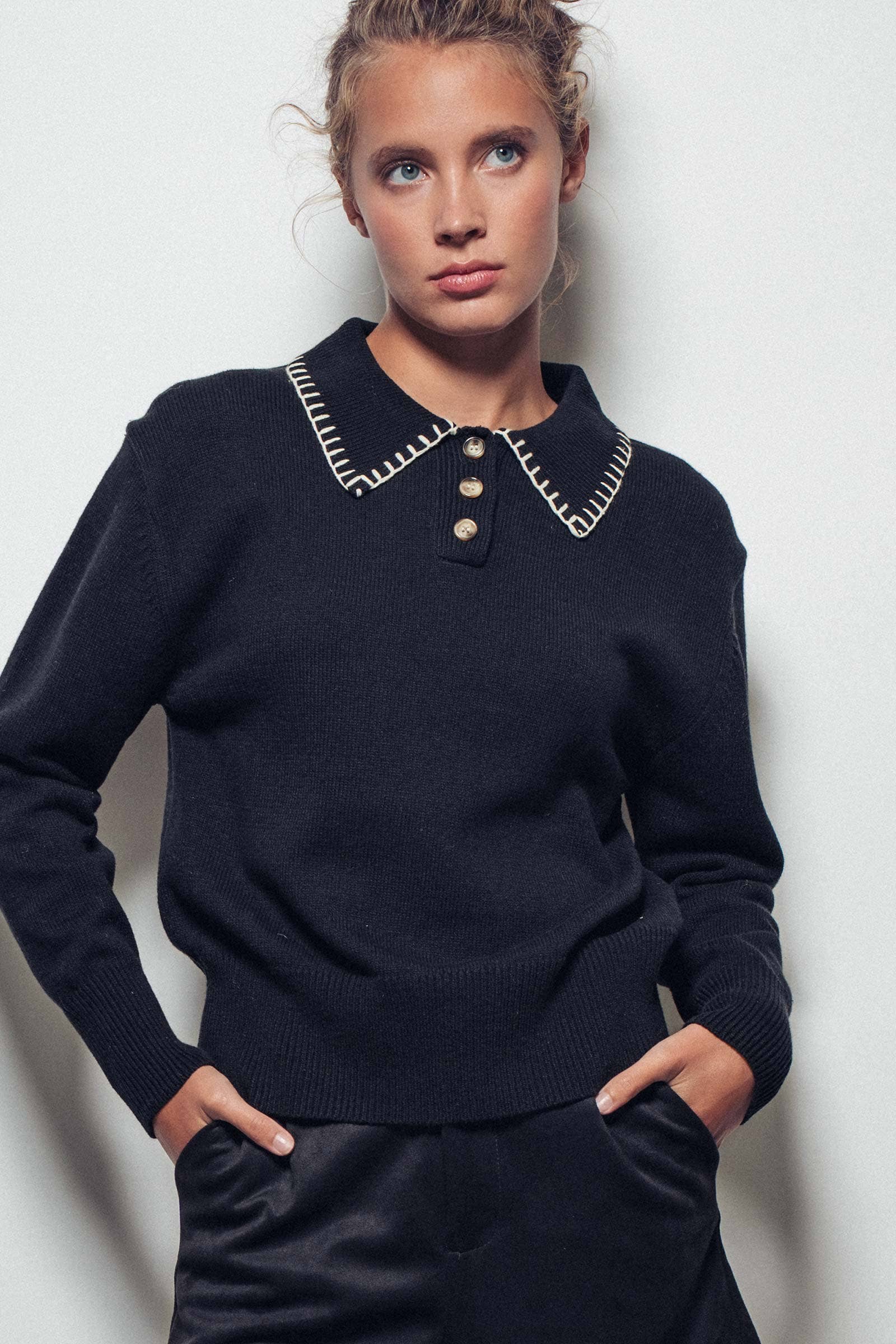 Modern Heritage Contrast Polo Knit Sweater