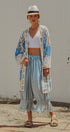 Boho Lace Trim Summer Linen Pants in BLUE - Women's Pants | Urban Daizy