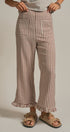 Gingham Ruffle Hem Cropped Wide Leg Pants in Brown in BROWN - Women's Casual Pants | Urban Daizy