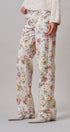 Floral Print Straight Leg Casual Pants in IVORY MULTI - Women's Casual Pants | Urban Daizy