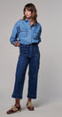 High Waist Wide Leg Denim with Patch Pockets in DENIM - Women's Casual Pants | Urban Daizy