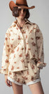 Urban Daizy Western Rodeo Ready Roundup Shirt Ivory Button Down Shirt - Women's (UDZ-DR-00390) – alternate view 8