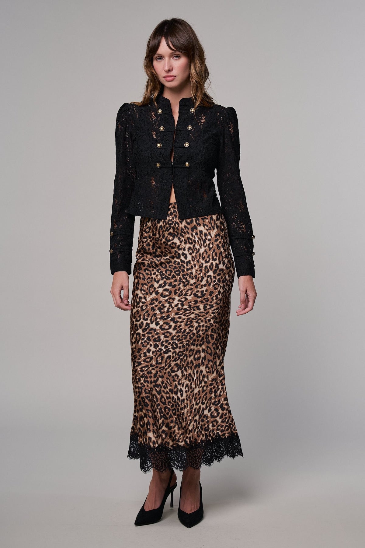 Leopard Print Lace Hem Maxi Skirt in LEOPARD - Women's Maxi Skirts | Urban Daizy