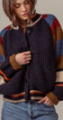 Urban Daizy Chunky Rib-Knit Faux Fur Lined Cardigan Navy Cardigan - Women's (UDZ-KN-00652) – alternate view 2