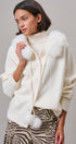 Faux Fur Hood Pom Pom Cardigan Wool Blend in Baby Blue in IVORY - Women's Cardigans & Shrugs | Urban Daizy