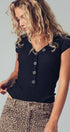 Urban Daizy Ribbed Knit Button-Front Bodysuit Black Bodysuit - Women's (UDZ-OT-00357) – alternate view 3