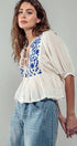 Urban Daizy Boho Embroidered Puff Sleeve Ruffle Blouse White Blouse - Women's (UDZ-TP-00705) – alternate view 8