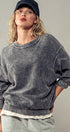Urban Daizy Oversized Vintage Wash Ribbed Cotton Sweater Charcoal Sweatshirt - Women's (UDZ-KN-00544) – alternate view 19