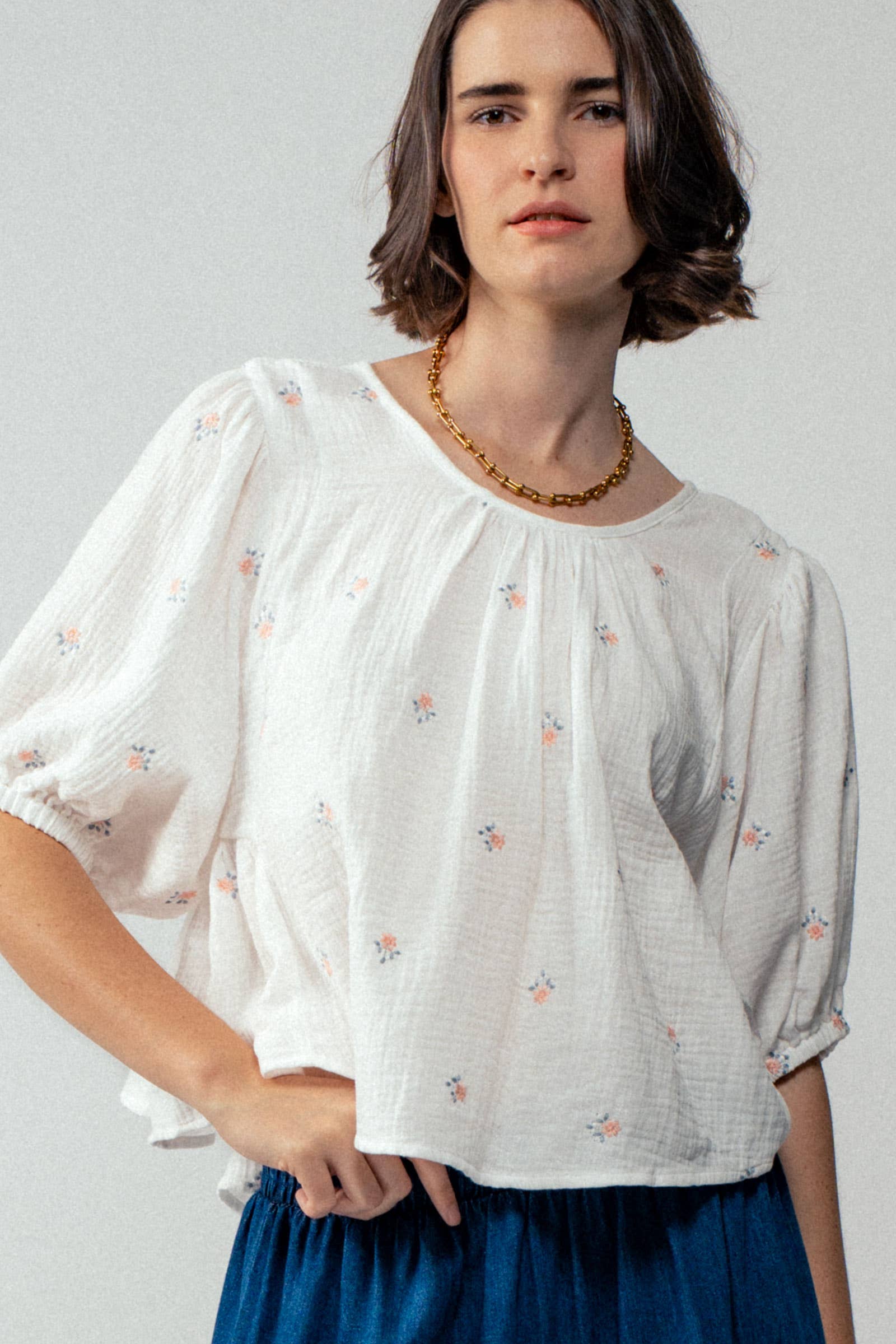 Urban Daizy Floral Embroidered Gauze Blouse Black Blouse - Women's (UDZ-TP-00728) – alternate view 16