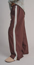 Side Stripe Drawstring Wide-Leg Pants in BROWN - Women's Casual Pants | Urban Daizy