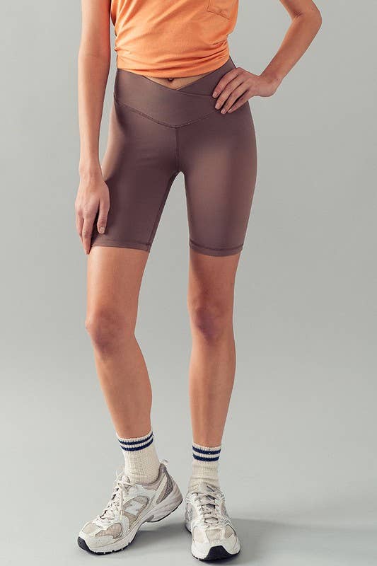 Urban Daizy Cross Front High-Waisted Bike Shorts Candy-Pink Athletic Shorts - Women's (UDZ-PT-00160) – alternate view 14