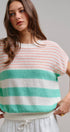 Urban Daizy Retro Striped Textured Knit Sweater Tee Mint Knit Sweater - Women's (TNTP4000-Mint) – alternate view 10