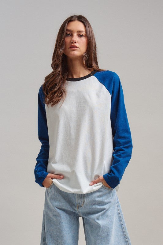 All-Star Vintage Baseball Tee in BLUE - Women's T-Shirts & Polos | Urban Daizy