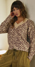 Leopard Print V-Neck Knit Sweater in LEOPARD - Women's Sweaters | Urban Daizy