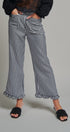 Gingham Ruffle Hem Cropped Wide Leg Pants in Brown in BLACK - Women's Casual Pants | Urban Daizy
