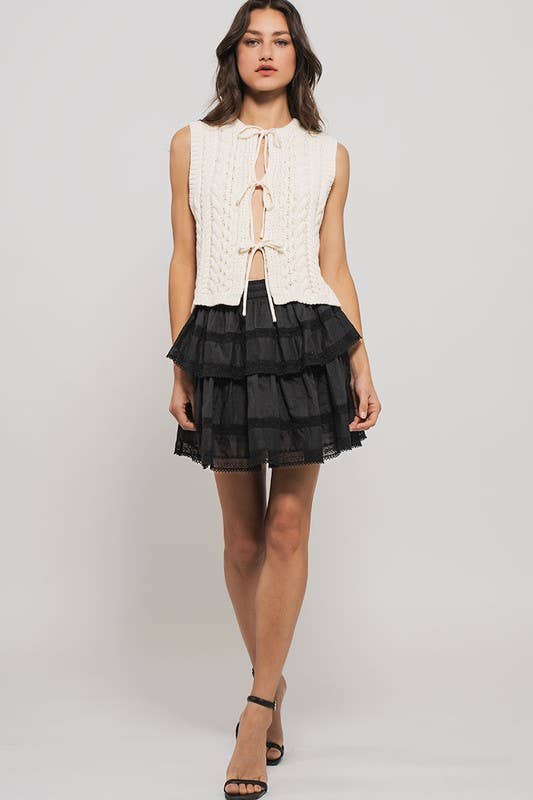 Urban Daizy Scalloped Lace Tiered Romantic Statement Mini Skirt Black Skirt - Women's (UDZ-SK-00114) – alternate view 19