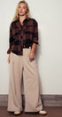 Buffalo Plaid Flannel Shirt Button Up Western Boho Top in BLACK - Women's Shirts & Blouses | Urban Daizy
