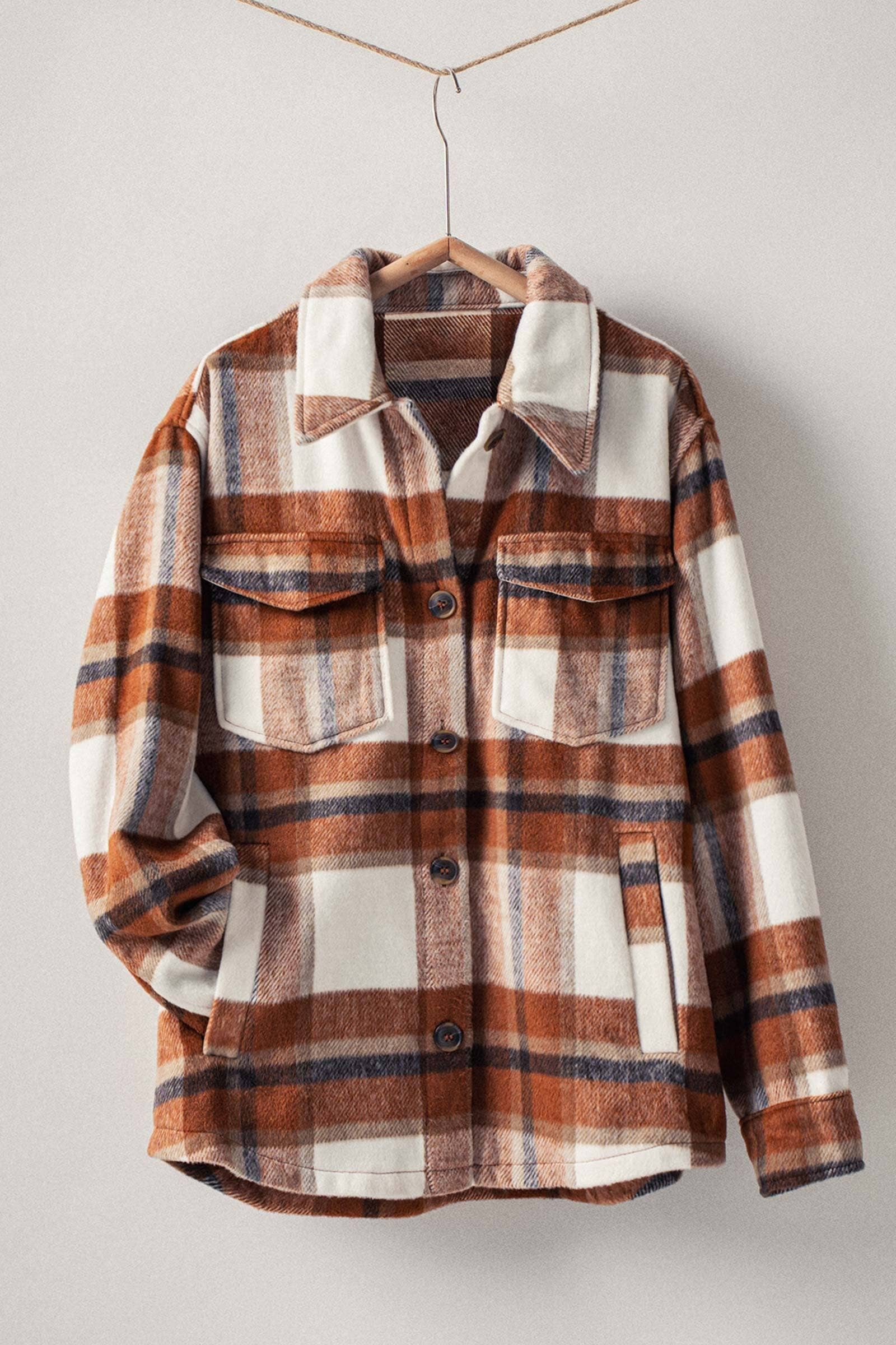 Urban Daizy Plaid Button-Down Jacket Black Shirt Jacket Shacket - Women's (UDZ-OT-00051) – alternate view 14