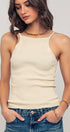 Urban Daizy Ribbed Knit Halter Spaghetti Strap Tank Top Black Tank Top - Women's (UDZ-TP-00490) – alternate view 18