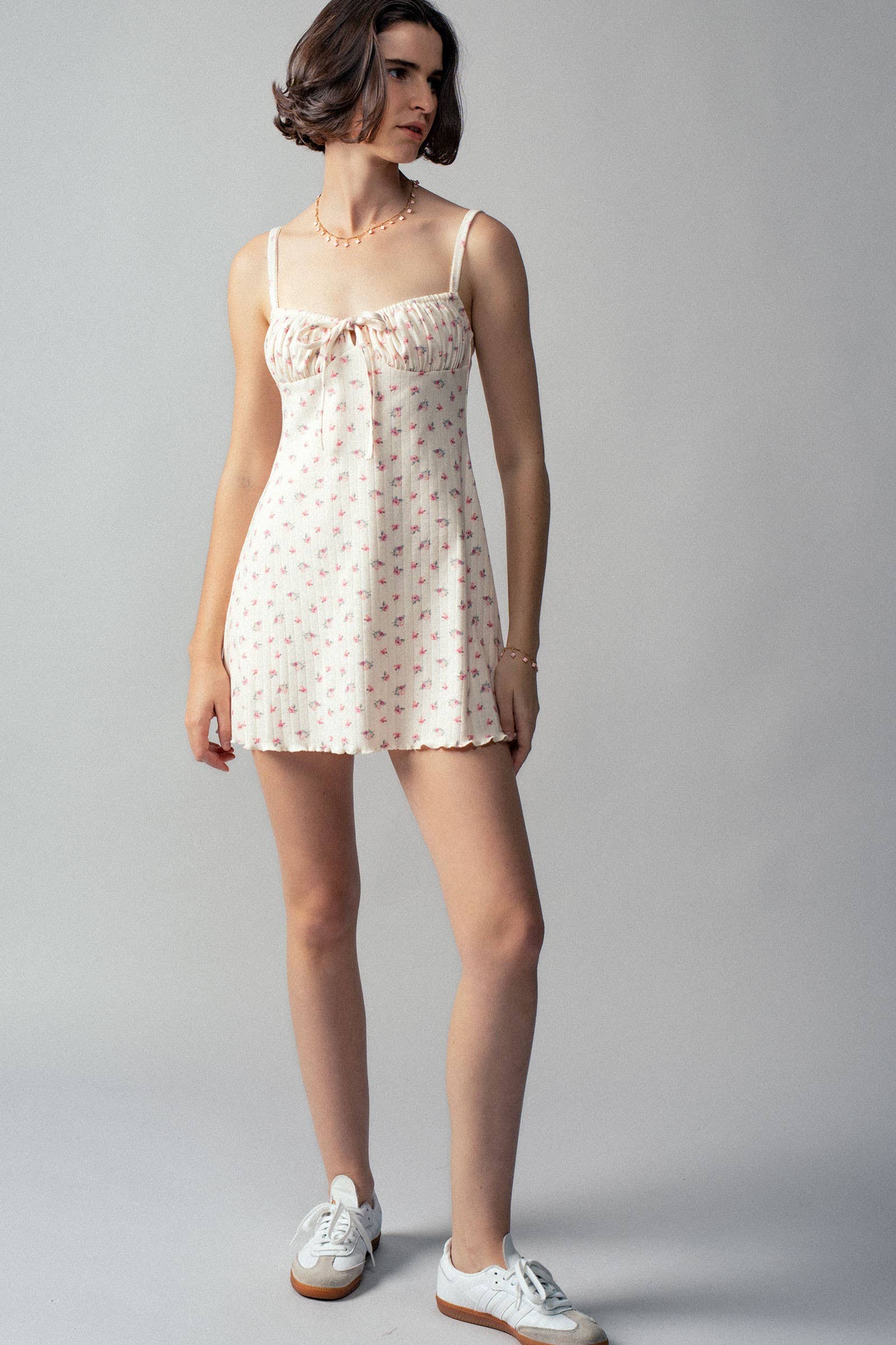 Urban Daizy Pointelle Rosebud Tie-Front Mini Dress Ivory Dress - Women's (UDZ-DR-00511) – alternate view 12