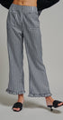 Gingham Ruffle Hem Cropped Wide Leg Pants in Brown in BLACK - Women's Casual Pants | Urban Daizy