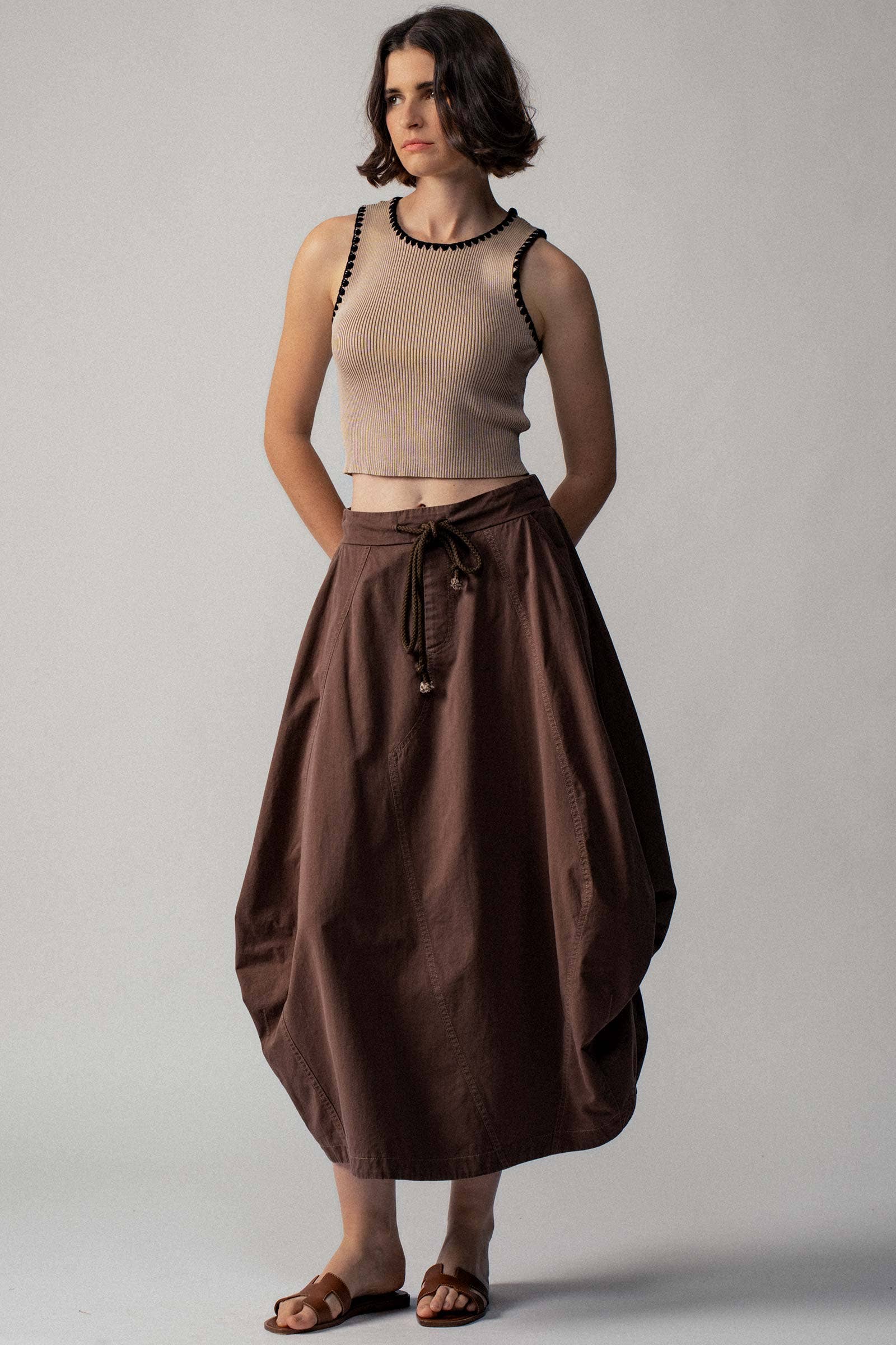 Urban Daizy Scalloped Ribbed Knit Crop Top Khaki Knit Top - Women's (UDZ-TP-00809) – alternate view 7