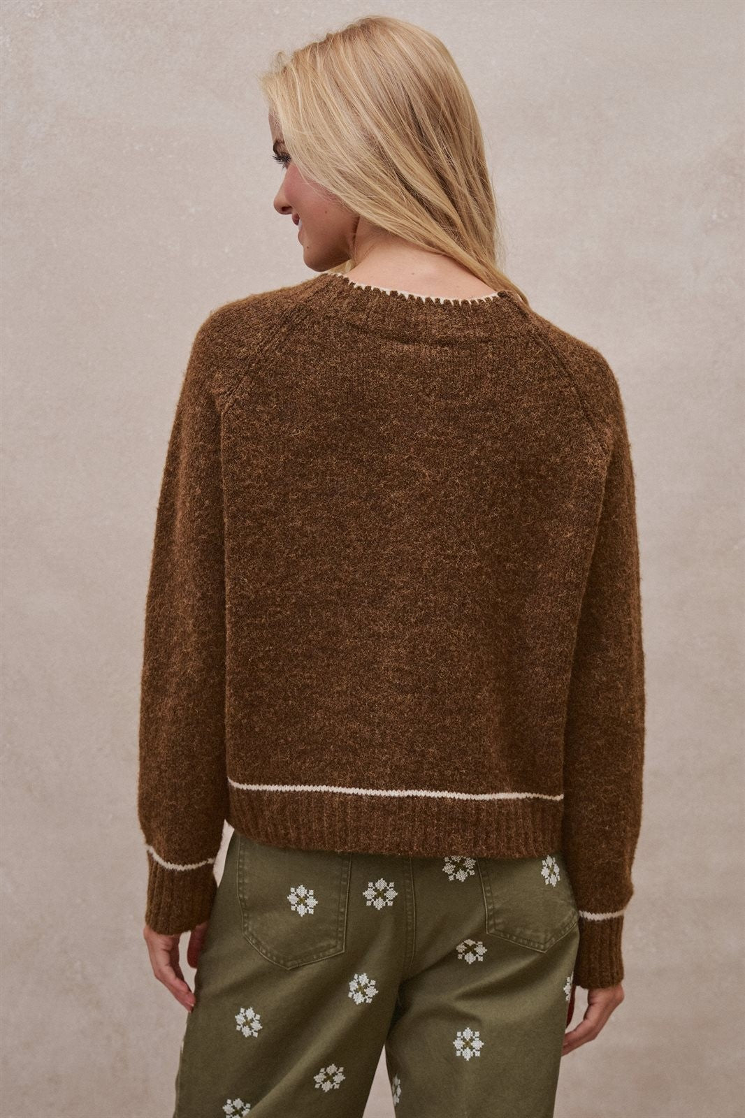Wool Blend Sweater Cardigan with Statement Buttons in BROWN - Women's Cardigans & Shrugs | Urban Daizy