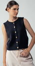 Urban Daizy Relaxed Button-Front Knit Sleeveless Top Black Sweater Vest - Women's (UDZ-SK-00127) – alternate view 4